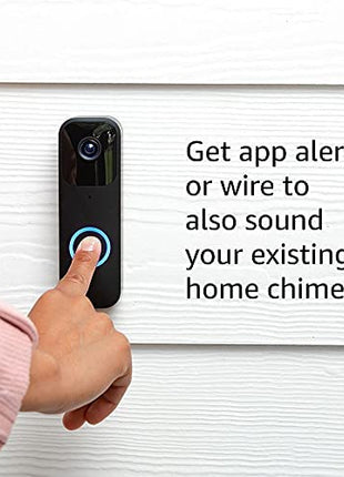Like-New Blink Video Doorbell — Two-way audio, HD video, long-lasting battery life, wired or wire-free install, motion detection, chime app alerts, Works with Alexa (Black)