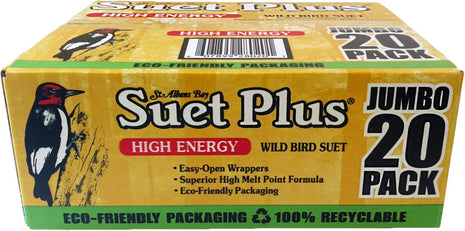 ST. ALBANS BAY SUET PLUS High Energy Suet Cakes, 20 Pack of 11 oz. Suet Cakes for Wild Birds