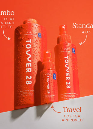 Tower 28 SOS Daily Rescue Facial Spray - Hypochlorous Acid Spray to Help Reduce Redness, Calm Irritation + Alleviate Flare-Ups - Soothing + Purifying Face Toner - Everyday Skin Care Essential (4 oz)