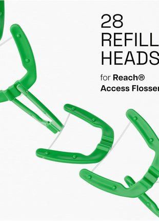 REACH Ultraclean Access Flosser Refill Heads, Mint, Plaque Remover for Teeth, Shred Resistant, for Hard to Reach Areas, Oral Care, PFAS Free, for Adults & Kids, 1 Pack, 28 Count