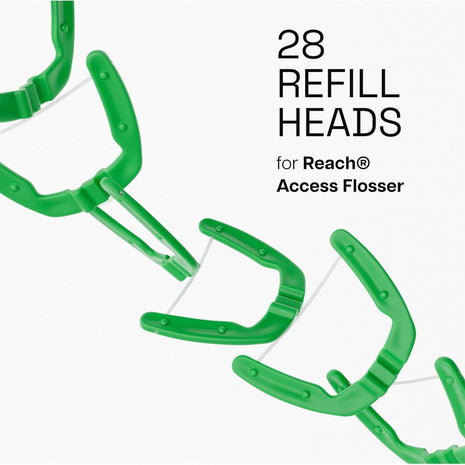 REACH Ultraclean Access Flosser Refill Heads, Mint, Plaque Remover for Teeth, Shred Resistant, for Hard to Reach Areas, Oral Care, PFAS Free, for Adults & Kids, 1 Pack, 28 Count