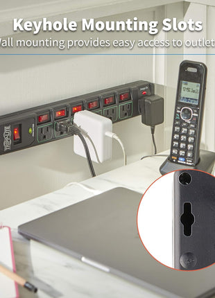 Tripp Lite 7 Outlet (6 Individually Controlled) Surge Protector Power Strip, 6ft Cord, Black, Lifetime Limited Warranty & 25K Insurance (TLP76MSGB)