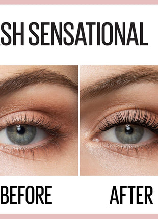 Maybelline Lash Sensational Washable Mascara, Lengthening and Volumizing for a Full Fan Effect, Blackest Black, 1 Count