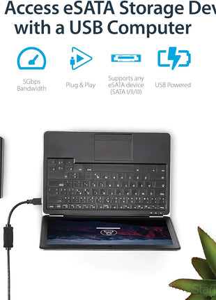 StarTech.com 3 ft USB 3.0 to eSATA Adapter - 6 Gbps USB to HDD/SSD/ODD Converter - Hard Drive to USB Cable (USB3S2ESATA3)