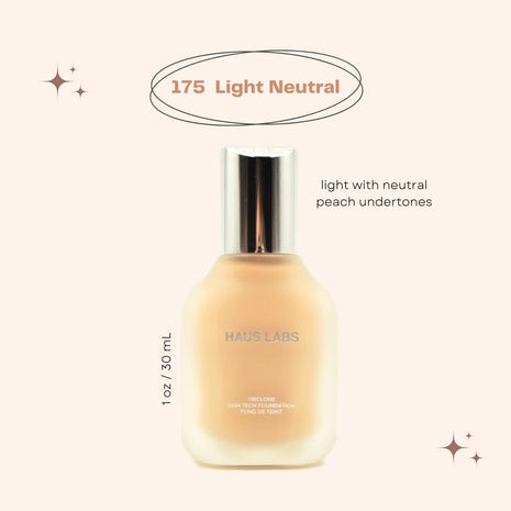 HAUS LABS BY LADY GAGA Triclone Skin Tech Medium Coverage Foundation with Fermented Arnica 175 Light Neutral
