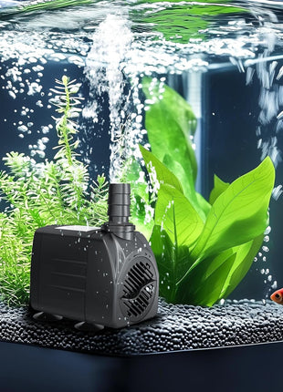 GROWNEER 550GPH Submersible Pump 30W Fountain Water Pump, 2000L/H, with 7.2ft High Lift, 3 Nozzles for Aquarium, Fish Tank, Pond, Hydroponics, Statuary, Pool
