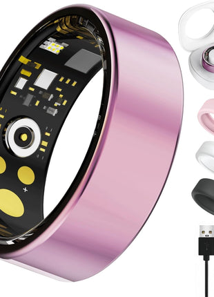 Smart Ring for Women & Men, Health Tracker Ring with Heart Rate, Blood Oxygen,Blood Pressure, IP68 Waterproof Fitness Ring, Sleep Tracker for iPhone and Android, No APP Fee