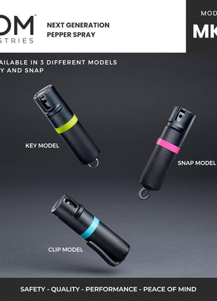 POM MK3 Pepper Spray, Belt Clip Model, Maximum Police Strength OC with UV Marking Dye, Quick Flip Top Safety, 360° Performance at Any Angle, Powerful Accurate Stream, 18 ft Range, 1.8 fl oz