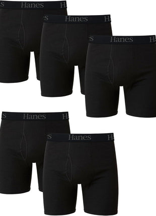 Hanes Men's Tagless Boxer Briefs with Fabric-Covered Waistband - Multiple Packs Available