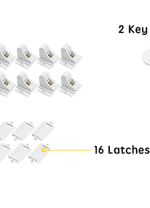 Vmaisi Child Safety Magnetic Cabinet Locks Baby Proofing 16 Locks & 2 Keys | Children Proof Baby Locks - Adhesive or Screws Fixed for Cabinets and Drawers Protection