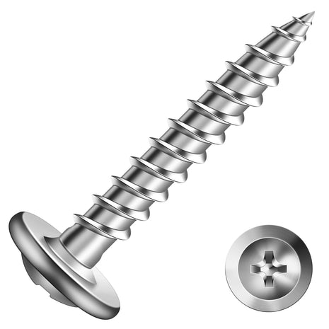 #8 x 1 Inch Wood Screw 500Pcs 410 Stainless Steel Standard Thread Truss Head Fast Self Tapping by SG TZH