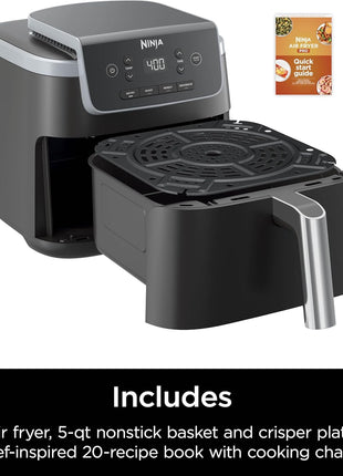 Ninja Air Fryer Pro, 5 Qt, 4-in-1, Grey, AF141 | Air fry, roast, reheat, dehydrate, 1750W, 400F max, Fits 4 lbs fries, Nonstick basket, Dishwasher-safe