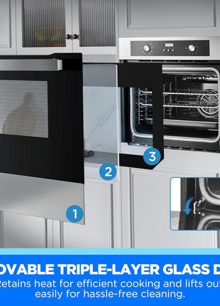 Midea 24" Single Electronic Wall Oven, 2.5 Cu. Ft.-Capacity, Built-in Oven with 8-in-1 Cooking Modes, Stainless Steel