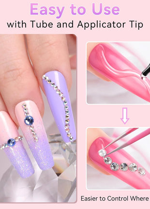 Makartt Nail Rhinestone Glue for Nails: Super Strong Gel Nail Glue for Decorations Nail Charm 3D Nails Bling Gel for Nail Gem Nail Art Jewel Diamonds 30ML Cured Need Beauty