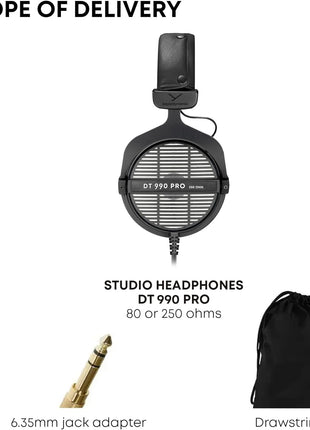 beyerdynamic DT 990 Pro 250 ohm Over Ear Studio Headphones For Mixing, Mastering, and Editing