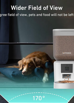 Automatic Dog & Cat Feeder with Camera & WiFi – 8L/34 Cups, 1080P Night Vision, 2.4 & 5G WiFi, 2-Way Talk, 10s Voice Recording, Timed Food Dispenser, Up to 99 Portions, 15 Meals Per Day