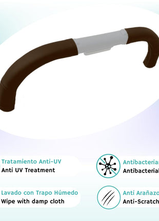 PROTEC TIF | Dark Brown Synthetic Leather Handlebar Covers Compatible with UPPAbaby Vista (V2 & V3, 2019-2020) – Premium Protective Grip Sleeves, Durable & Scratch-Resistant