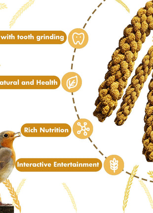 Jmxu's Spray Millet Treat for Birds Parakeets, Natural Sun-Dried Birds Millet for Cockatiel, Budgie, Finches, Parrots, Hamster