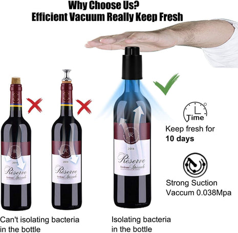 [2 PACK]Wine Bottle Stoppers, Reusable Wine Stoppers, Vacuum Wine Preserver with Time Scale Record, Wine Savers Vacuum Pump Corks Keep Wine Really Fresh, Best Gift Accessories.