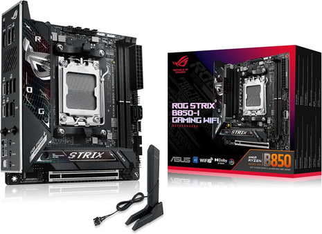 ASUS ROG Strix B850-I Gaming WiFi AMD AM5 B850 Mini-ITX mITX Motherboard 10+2+1 Stages, DDR5, 2.5G LAN, WiFi 7, 2X M.2, PCIe 5.0 x16, USB 20Gbps Type-C, AI Overclocking, AI Networking II, Aura Sync