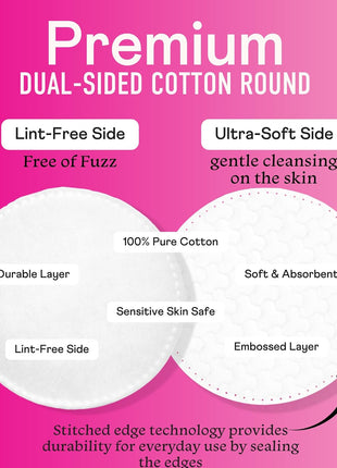 Swisspers Premium Cotton Rounds, Dual-Sided, 100 Count (Pack of 3) | Hypoallergenic, Textured Side, Lint-Free Side, Dermatologist-Tested, Chlorine-Free, 300 Total