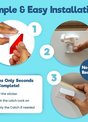 Upgraded Invisible Baby Proofing Cabinet Latch Locks (10 Pack) - No Drilling or Tools Required for Installation, Works with Most Cabinets and Drawers, Works with Countertop Overhangs, Highly Secure