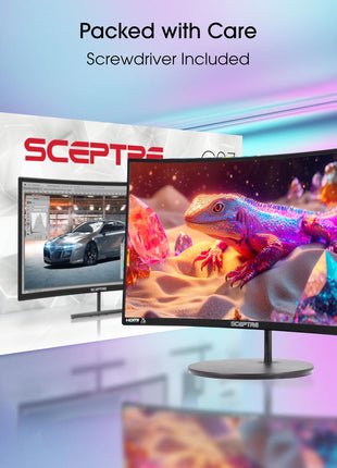 Sceptre Curved 27-inch Prime Monitor up to 100Hz 1080p, HDMI x2, VGA, 99% sRGB, Built-in Speakers, R1500, Machine Black 2025 (C275W-1920RN Series) | HDMI x2, Up to 1080p, VGA, 99% sRGB, Built-in Speakers, R1500, 2025 (Series)
