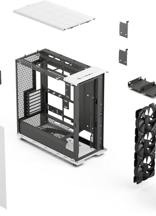 Fractal Design North XL RC Chalk White TG Clear - Reverse Connection Motherboard Compatible - Three 140mm Aspect PWM Fans Included- Type C USB - ATX Airflow Full Tower PC Gaming case