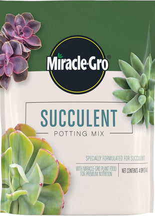 Miracle-Gro Succulent Potting Mix - Potting Soil Mix for Indoor Succulents, Aloe Vera and More, Made with Miracle-Gro Plant Food, 4 qt.
