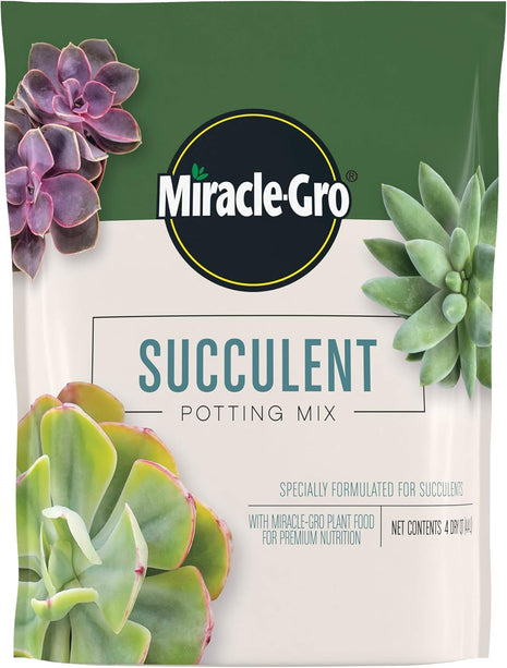 Miracle-Gro Succulent Potting Mix - Potting Soil Mix for Indoor Succulents, Aloe Vera and More, Made with Miracle-Gro Plant Food, 4 qt.