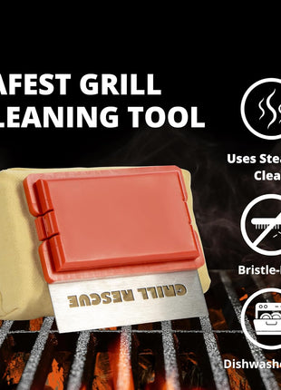 Grill Rescue BBQ Replaceable Scraper Cleaning Head, Bristle Free - Durable and Unique Tools for Cast Iron or Stainless-Steel Grates, Barbecue Cleaner (Replaceable Scraper Head)