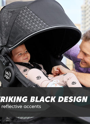 Baby JoggerÂ® Summit X3 3-Wheel Jogging Stroller with Hand Brake, Baby Stroller with One-Hand Compact Fold, All-Wheel Suspension for Running, Jogging, and Everyday Outings, Midnight Black