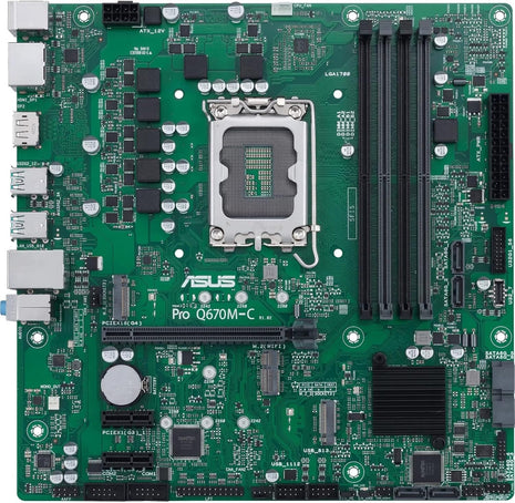 ASUS Pro Q670M-C-CSM LGA 1700(Intel 12th&13th Gen&Intel vPro) mATX Commercial Motherboard(PCIe 4.0,DDR5 4800, 2xNVMe SSD M.2 Slots,4xUSB 3.2 Gen 2 Ports, Front USB 3.2 Gen 1 Type-C)