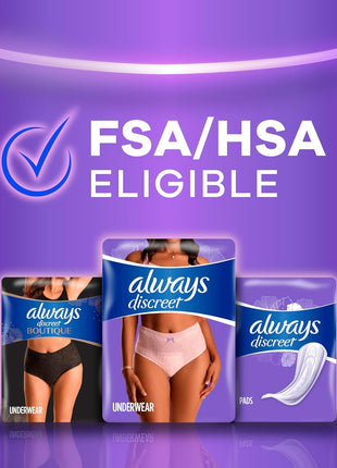 Always Discreet Adult Diapers for Women, Incontinence Underwear, Postpartum Essentials, Disposable Briefs, Max Absorbency, Bladder Leak Protection, Small/Medium, 32ct