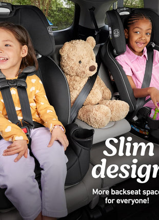 Graco Slimfit 3-in-1 Convertible Car Seat, Slim Car Seat with Space-Saving Design, Highback Booster Seat with 10-Position Headrest, Rear Facing and Forward Facing Carseat, Jarret
