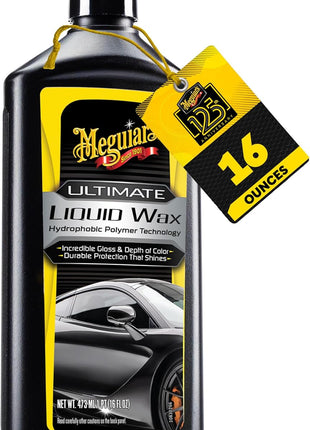 Meguiar's Ultimate Liquid Wax, Improved Liquid Car Wax Formula for Durable Protection that Shines, Premium Towel and Applicator Pad Car Accessories Included, 16 Oz Bottle