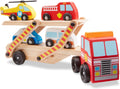Melissa & Doug Emergency Vehicle Carrier Wooden Truck with 4 Rescue Vehicles