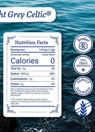 Celtic Sea Salt Light Grey Coarse – Unrefined Mineral Salt, 70+ Trace Minerals, Sustainably Harvested, GMP Certified – Cooking, Finishing, Hydration, Grinder Use – 1 lb Resealable Bag