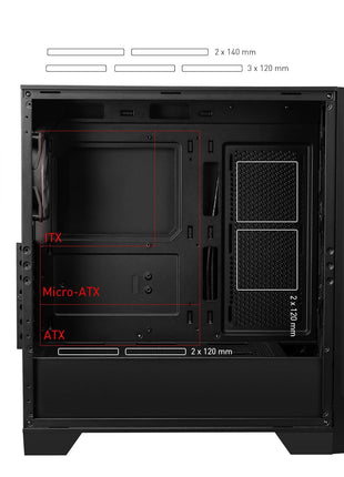 MSI MAG Forge 321R Airflow - Premium Mid-Tower Gaming PC Case - Tempered Glass Side Panel - ARGB 120mm Fans - Liquid Cooling Support up to 360mm Radiator - Vented Front Panel