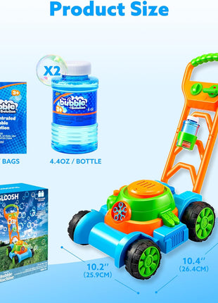 SLOOSH Spill-Proof Bubble Lawn Mower Toddler Toys Bubble Machine | Pretend Gardening Play Toy for Age 1 2 3 1-3 Year Old Baby Boys Girls for Indoor Outdoor Use Birthday Gifts (Blue)