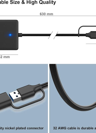 Memory Card Reader, BENFEI 4in1 USB 3.0 and USB-C to SD Micro SD MS CF Card Reader Adapter, 4 Cards Simultaneously Read and Write, Compatible with iPhone 15 Series, MacBook Pro/Air 2023, and More