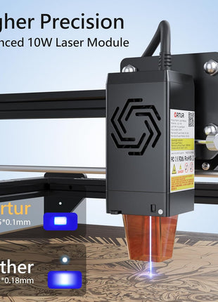 ORTUR Laser Master 2 S2 LU2-10A Laser Engraver Laser, 10000mW Engraving Cutting Machine, Class 4 High Accuracy Laser Cutter, DIY Laser Marking for Metal