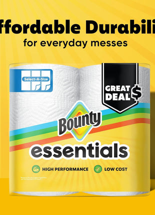 Bounty Essentials Select-A-Size Paper Towels, White, 2 Triple Rolls = 6 Regular Rolls (Packaging May Vary)