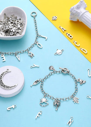 Highergo 469 Pcs Bangles Bracelet Making Kit Link Chain Bracelet Charms with OT Toggle Clasp DIY