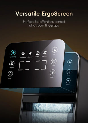 ecozy Nugget Ice Maker Countertop, Intuitive EcoScreen, 40lbs/24H Chewable Pebble Ice, 3lb Pull-Out Basket, Self-Cleaning, One-Touch Timer – Perfect for Home, Drinks & Cocktails