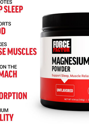 Force Factor Magnesium Glycinate 200mg | Magnesium Supplement for Women & Men to Support Sleep, Muscle Relaxation & Mood, High Absorption, Vegan, 50 Servings