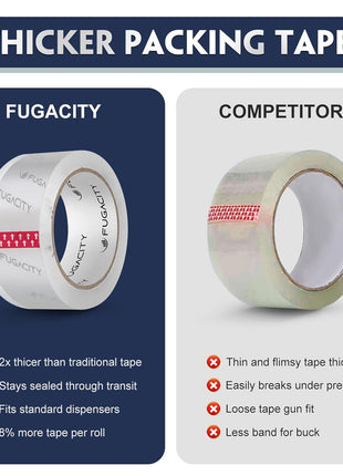FugaCity Clear Packing Tape Refills (6 Rolls),Heavy Duty Packaging Tape for Moving Supplies,2.7 Mil Thick Shipping Tape, 1.88 Wide,65 Yards Per Roll,Total 390 Yards