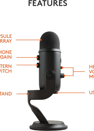 Logitech for Creators Blue Microphones Yeti USB Microphone (Blackout)