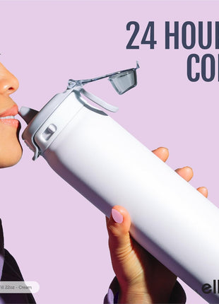Ello Pop & Fill 22oz Stainless Steel Water Bottle with Quick Fill Technology, Double Walled and Vacuum Insulated Metal, Leak Proof Locking Lid, Sip and Chug, Reusable, BPA Free, Pistachio