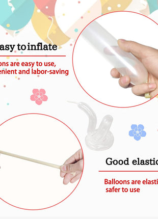 260 Clear Long Balloons for Animals, Thickening Skinny Latex Twisting for Arch Modeling Magic Clown Birthday Wedding Party Decorations 100pcs
